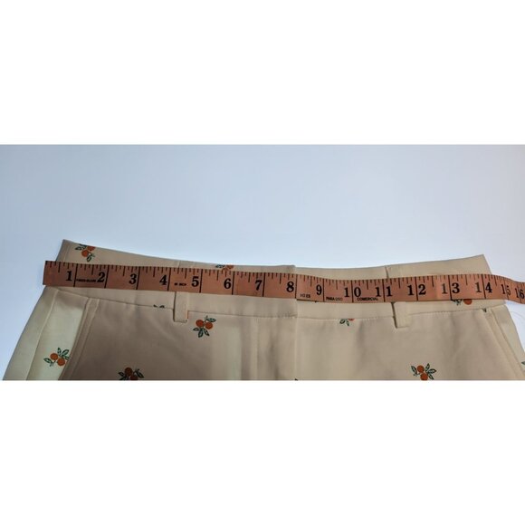 Rachel Zoe White Straight Leg Dress Pants Sz 4 Croped With Fruit Print - Picture 7 of 11